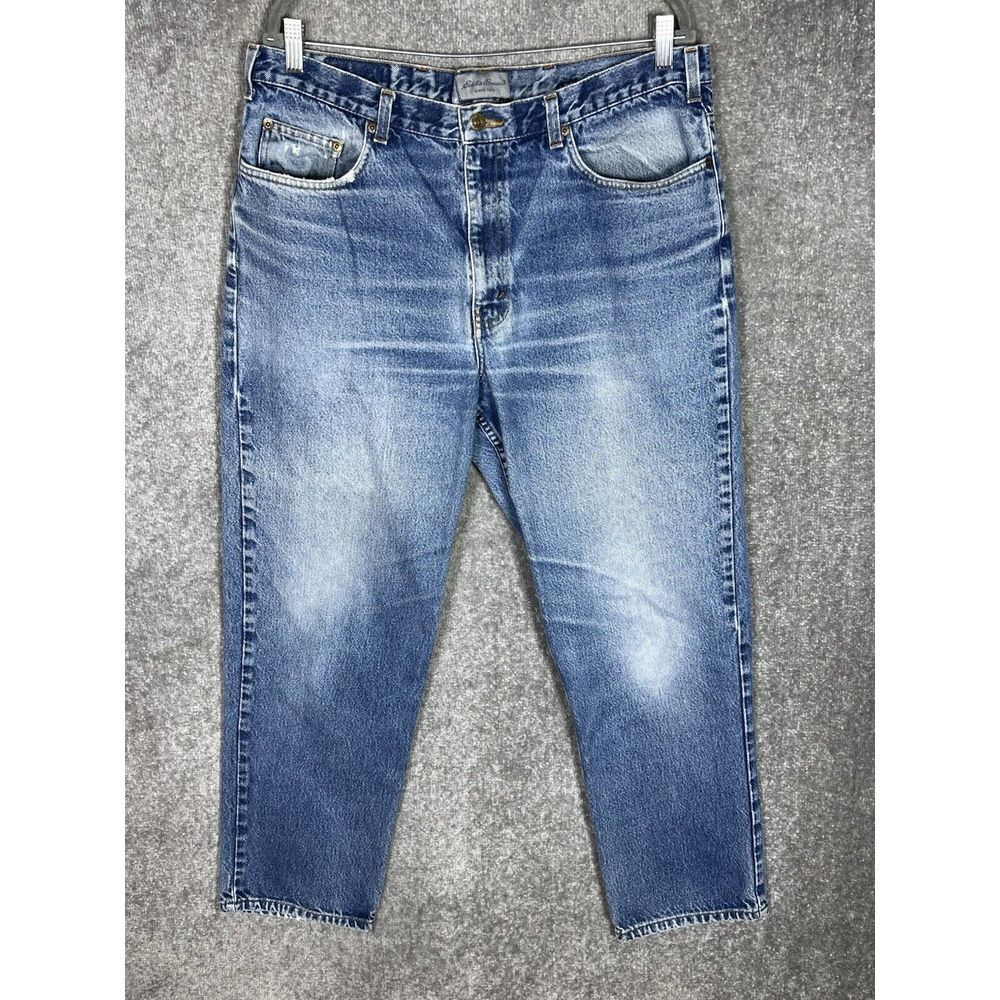 Vintage Eddie Bauer Distressed Jeans Mens‎ Size 38x30 Blue Denim Straight Leg
